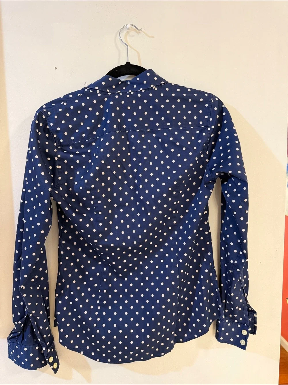 Banana Republic Navy Blue Polka Dot Button-Down Shirt